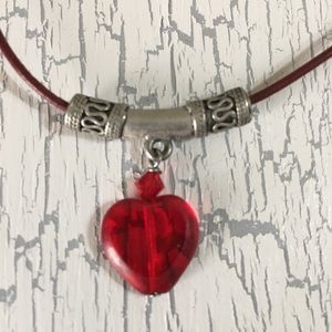 Handmade Red Heart Choker